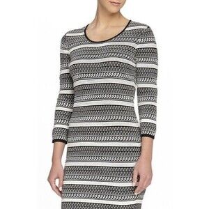 NWT CATHERINE MALANDRINO MCD60040 Black White Striped Bodycon Dress SIZE SMALL